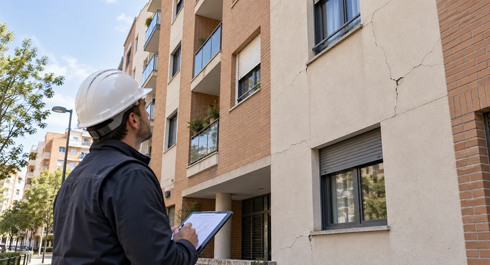 En FESA explicamos cómo debe actuar una comunidad ante grietas y fisuras en fachadas: señales de alerta, diagnóstico técnico, errores a evitar y cuándo plantear una rehabilitación.