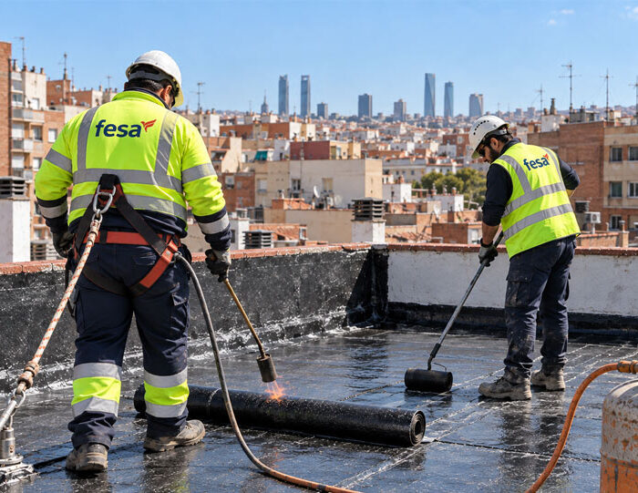 reparación de cubiertas en comunidades, impermeabilización de cubiertas Madrid, filtraciones en cubiertas, goteras en comunidades de propietarios, mantenimiento de cubiertas
