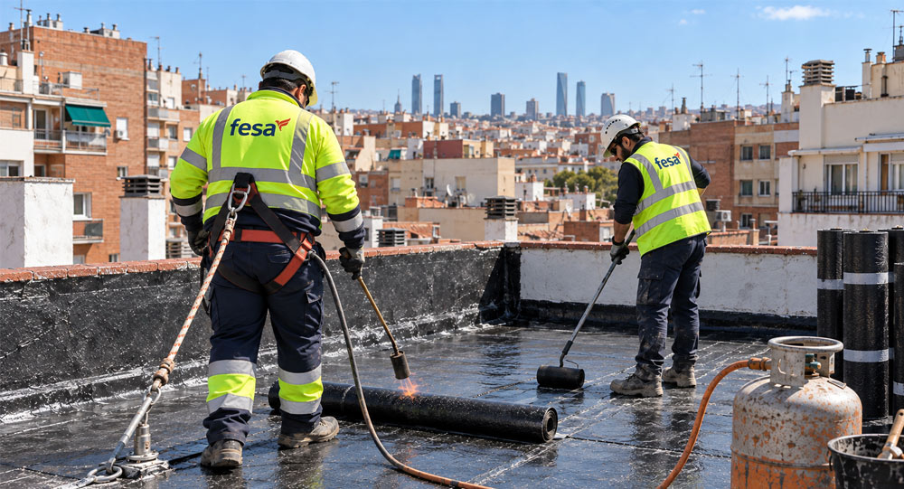 reparación de cubiertas en comunidades, impermeabilización de cubiertas Madrid, filtraciones en cubiertas, goteras en comunidades de propietarios, mantenimiento de cubiertas